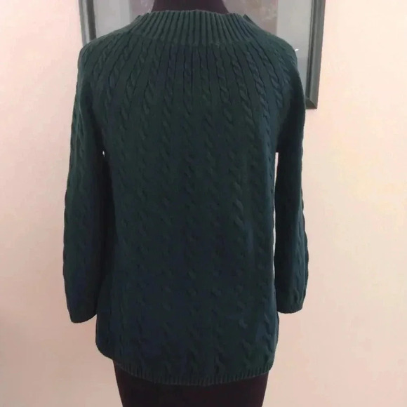 Talbots Dark Green Cable Knit Sweater Women's Small - Picture 6 of 12